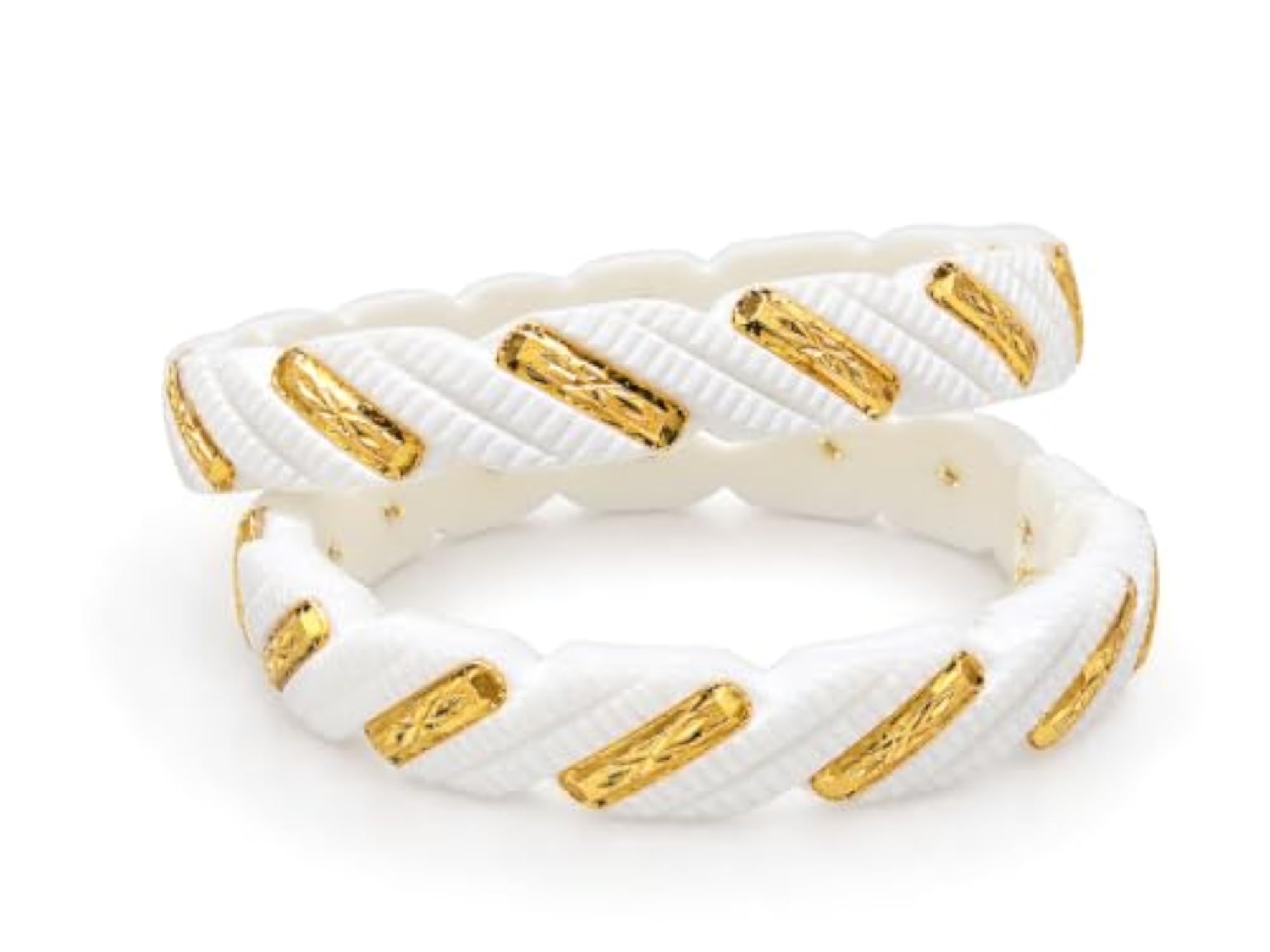 Women's Original Sakha White & Golden Designer Bangles, Ethnic Style